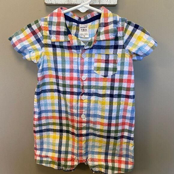 (2) Piece Bundle Boys 18M Romper and Shirt - Picture 1 of 6